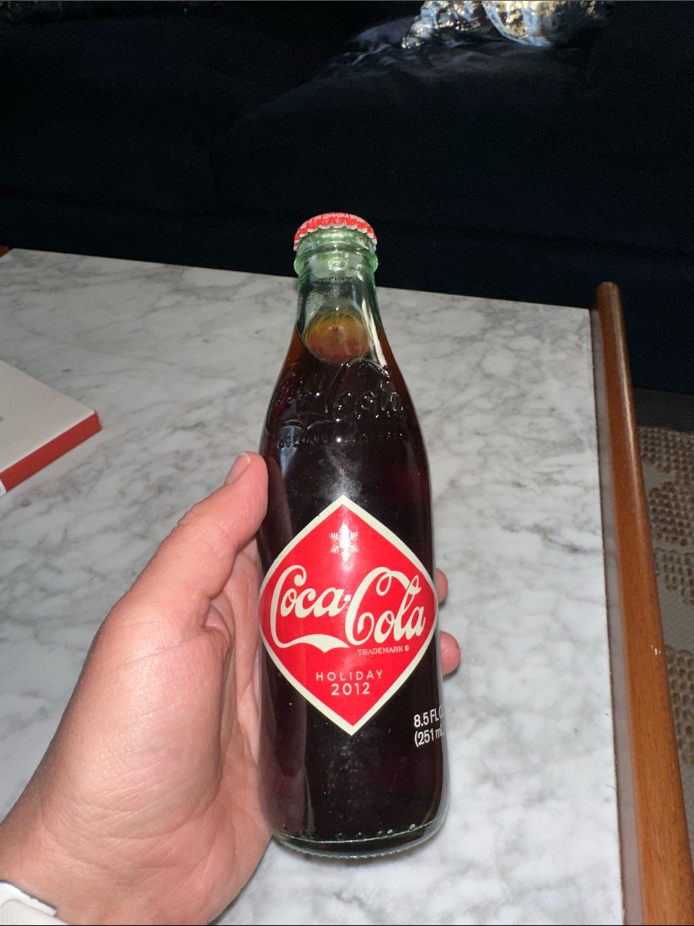Coca Cola Glass Bottle Holiday 2012 Red Label and Red Cap - Picture 2 of 5